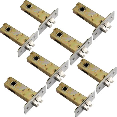 Lot de 8 loquets tubulaires fourchés de 60 mm pour serrure de porte intérieure à mortaise et boulons polis pour poignées de porte à levier à ressort (1/5)