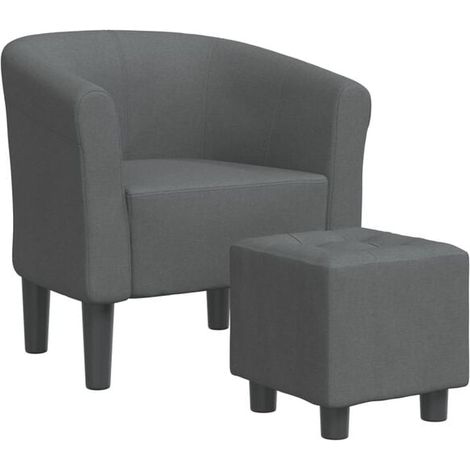 Fauteuil convertible avec repose-pieds, tissu gris foncé (1/5)