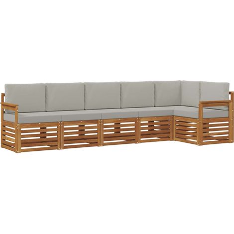 Set divano sezionale con cuscino 6 pcs Grigio Naturale e Chiaro vidaXL