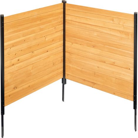 Clôture de confidentialité en bois, 1100 x 982 mm, clôtures d'écran pour climatiseur à 2 panneaux, avec piquets métalliques, installation facile, brise-vue extérieur pour décoration de jardin (1/5)