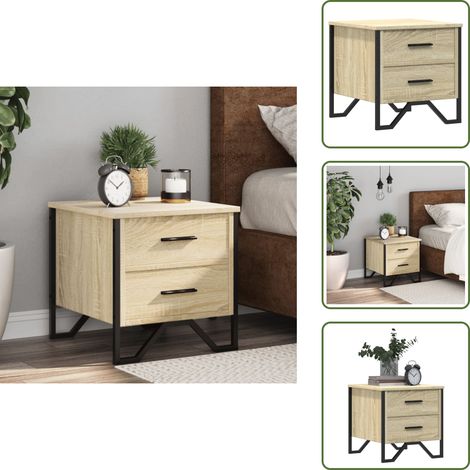 Mesita de noche con cajones - vidaXL Mesita de noche madera de ingeniería roble Sonoma 40x41x40 cm - Mesita de noche de roble