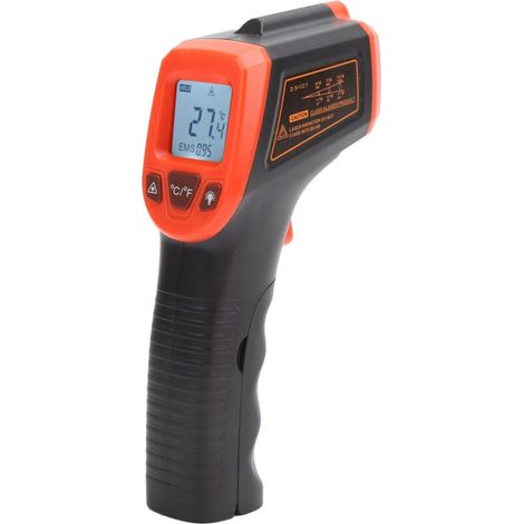 Infrarot-Temperaturmessgerät mit LCD-Anzeige, berührungsloses Industriethermometer (Rot)