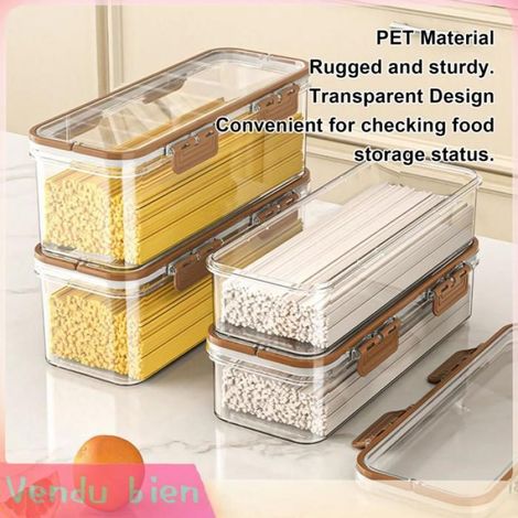 Récipient hermétique de stockage des aliments, boîte transparente empilable en PET avec joint sécurisé pour l'organisation, les (1/4)