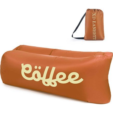 Canapé gonflable 160 x 75 x 55 cm, chaise de camping portable avec sac de rangement, pliable, pour camping, plage, randonnée brun (1/5)