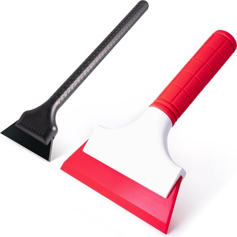2 pièces Raclettes de Nettoyage Raclette Nettoyeur de Vitres Polyvalent Grattoirs à Neige Grattoir à Glace en Plastique pour Pare-Brise de Voiture pour Auto avec lèvres en Caoutchouc (1/5)
