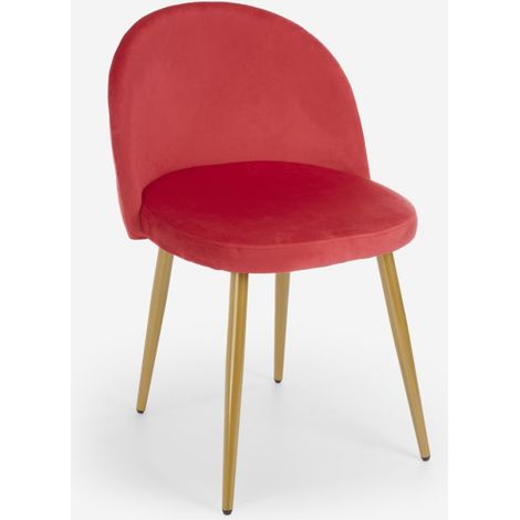 Sedia moderna velluto cucina sala da pranzo salotto gambe dorate Bert - Rosso