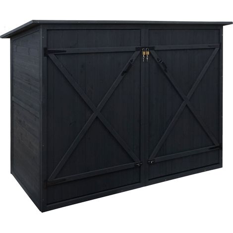 [NON UTILIZZATO] Garage armadio biciclette con serratura HHG-670 legno box singolo 100x200x152cm antracite