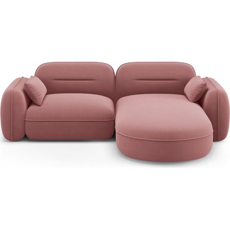 Canapé d'angle droit modulable 3 places en velours saumon (1/5)