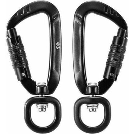 360° Rotating Carabiner, 4Kn, 2Pcs, Black (1/4)