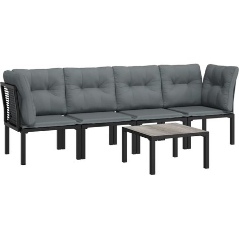Mobili da giardino mobili da esterno set di mobili 5 pezzi in resina intrecciata nera e grigia 020016610