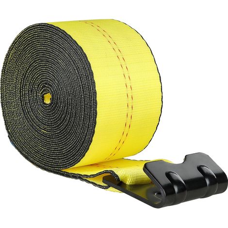 Sangles de treuil, 10,2 cm x 12,2 m, capacité 2722 kg, résistance 8165 kg, crochet plat, arrimage pour remorques, fermes, secours, protection d'arbres, jaune (lot de 10) (1/5)