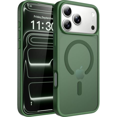 Étui transparent Magsafe pour iPhone 17 Pro Max, couleur verte (1/2)