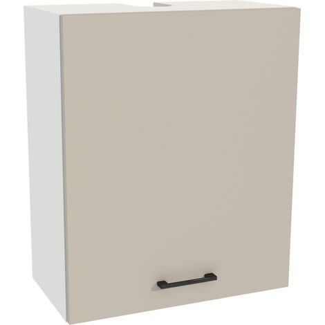 Küchenoberschrank mit Dunstabzugshaube, 60/72 cm, Capri-Korpus, weiße Front, Kaschmir-Matt (1/3)