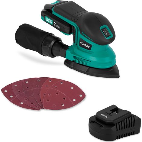 Ponceuse delta multifonction sans fil 20V – 6 feuilles abrasives, Batterie 2.0Ah et chargeur inclus