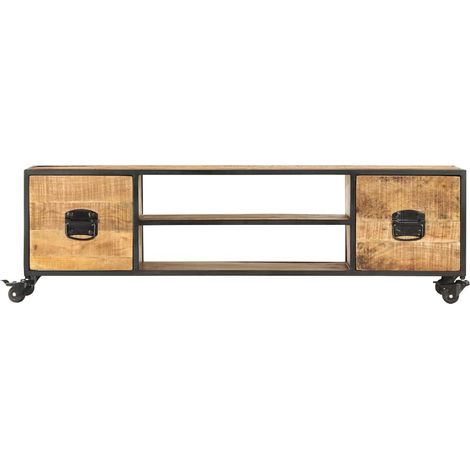 vidaXL Mueble de TV de madera maciza de mango 130x30x39 cm (1/2)