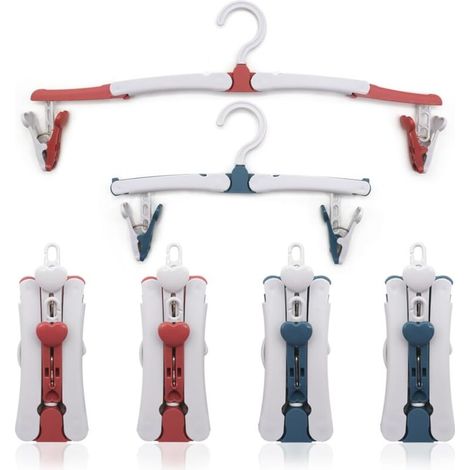 6 Pieces Foldable Hangers, Travel Foldable Hangers with Clip, Portable Foldable Travel Hangers, Plastic Folding Hanger, 360 Degree Rotatable, Suitable for Family Travel, Camping (1/5)