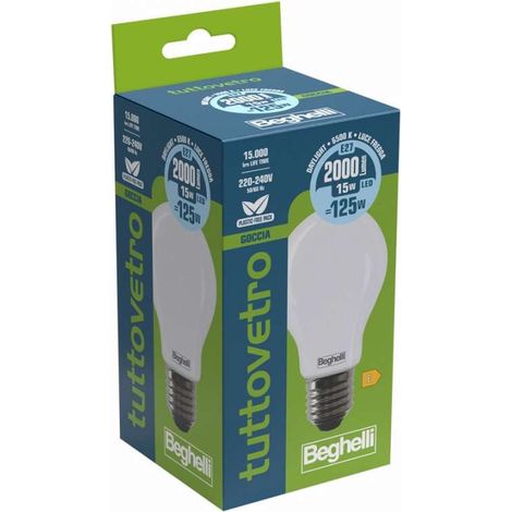 Lampadina a Led Tuttovetro Goccia 15W E27 6K5 Luce Fredda (1/2)