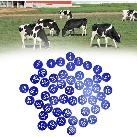 50 étiquettes numérotées pour l'apiculture et l'élevage, numérotées et perforées, pour ruches et fournitures d'élevage (1 à 50, bleu). (1/5)