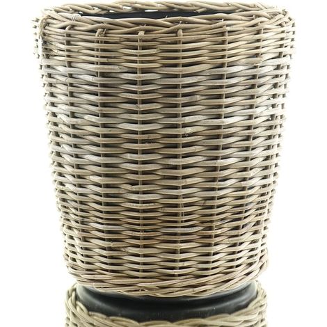 VAN DER LEEDEN DRYPOT® Rattan Pflanzkübel Grau Ø 45 cm - Sylter Körbe (1/4)