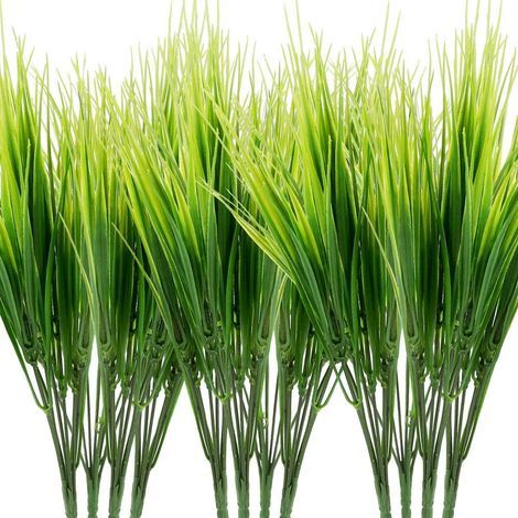 12 confezioni di piante artificiali, cespugli verdi in plastica, arbusti ed erba di grano in plastica per la decorazione di giardini interni ed esterni (1/5)