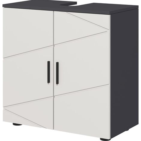 Meuble sous lavabo gris avec étagère réglable, 60 x 30 x 60 cm (1/5)