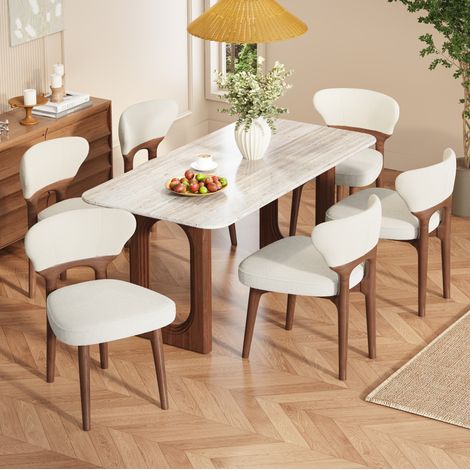 Stuhl Esszimmerstuhl Chenille Hellbeige 6er Set OKMYHOME (1/5)
