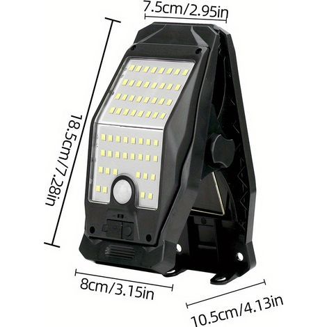 Lampe LED Solaire à Détecteur de Mouvement – Lampadaire d’Extérieur à Clipser, Rechargeable USB, IP44 pour Jardin, Patio et Terrasse (1/5)