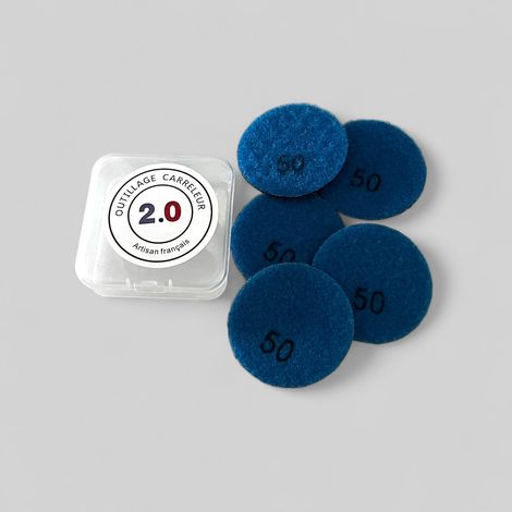  Pack de 5 Mini Pads Grain 50 Bleu - Face Nid d'Abeille Outillage Carreleur 2.0