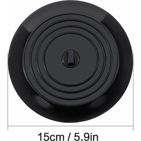 Bouchon de vidange de baignoire en silicone de 6 pouces pour cuisine, salle de bain et buanderie (noir) (1/4)