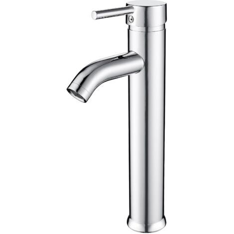Robinet Salle Bain Haut, Monocommande Mitigeur Lavabo Robinet pour Vasque, Chaude et Froide Réglable de Mitigeur Vasque Salle de Bain, Chromé (1/5)