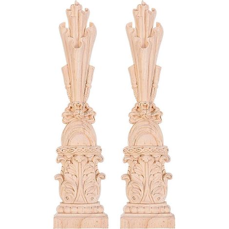 2 appliques en bois sculpté non peintes, style colonne romaine (1/5)