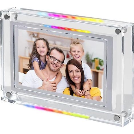 Cadre photo numérique IPS 5 pouces avec synchronisation musicale, éclairage d'ambiance LED, rotation automatique, 4 Go de mémoire vidéo/lecture photo, prise US (1/5)