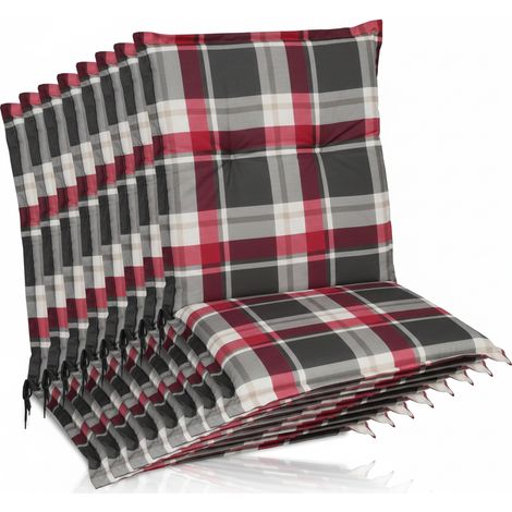 8er Set Sunny RK Niedriglehner Auflage 100x50cm Bordeaux Kariert