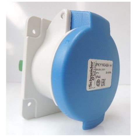Prise socle 3P+T 16A droite femelle 200-250V CA industrielle étanche IP44 PratiKa SCHNEIDER ELECTRIC PKY16G424 (1/2)