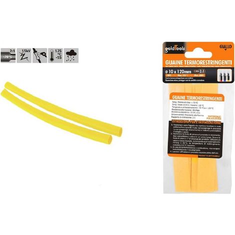 Trade Shop - Set 10pz Guaine Termorestringenti Termoretrattili Gialle 10x120mm Per Cavi 57090 - (1/2)