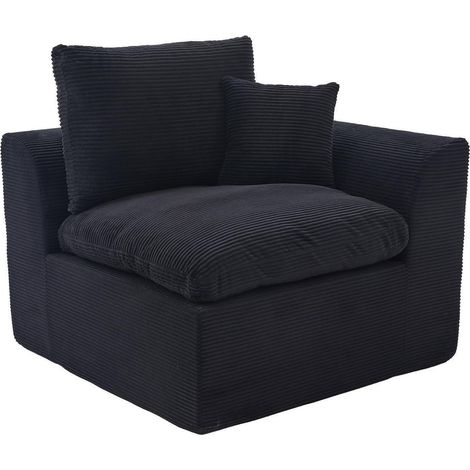 Einzelsitzer Sofa Cordstoff, kombinierbar zum Zweisitzer, Schwarz (1/5)