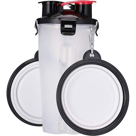 Animal de compagnie double eau nourriture tasse un bol pliant chien bouteille d'eau fournitures pour animaux de compagnie sortir Portable stockage de grains seau bouilloire (1/4)