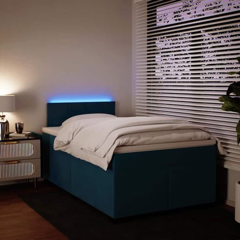 Boxspringbett mit Matratze Blau 120x200 cm Samt