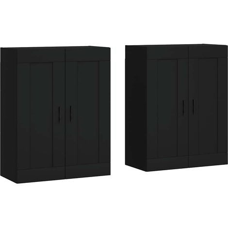Lot de 2 Armoires De Chambre - Armoires murales noir bois d'ingénierie fr10076 - Maison La Vie (1/5)