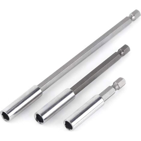 3pcs 1/4" Tige Porte Embouts Magnétique Extension de Vissage Rallonge Perceuse Électrique Tournevis Extension pour Foret Electrique
