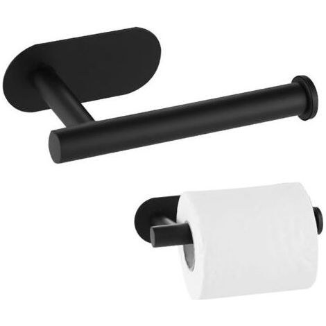 Porte Papier Toilette, Support Premium sans Perçage, Porte Rouleau Papier Toilette Mural en Acier Inoxydable pour Cuisine et Salle de Bain, Noir(168cm) (1/4)