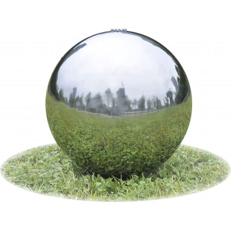 Vidaxl – Sphère de fontaine de jardin en acier inoxydable 20 cm avec LED – Débit d'eau constant – Résistante au chlore – Assemblage facile