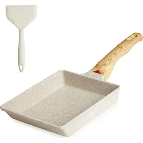 Poêle à Omelette Japonaise avec Spatule en Silicone, Poêle à Frire à œufs