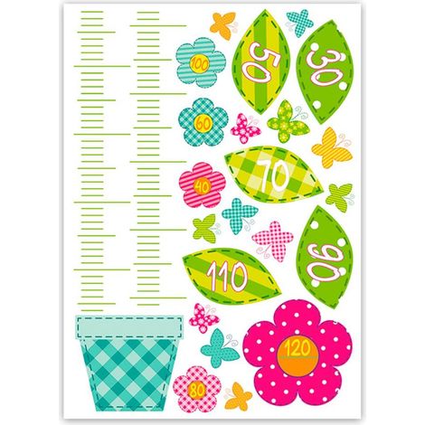 Sticker toise enfant à motifs fleurs (1/2)