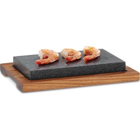 Pierre chaude avec plat de service, gril en pierre, planche à steak en pierre de lave 24 x 16 x 4 cm, Hot Stone Grill (1/5)