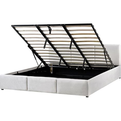 Ottoman Bed Velvet BOUSSE 180 x 200 cm (EU Super King) Light Grey