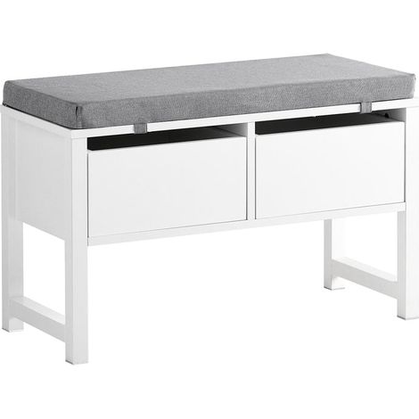 Banco Zapatero con 2 Cajones Banco de almacenamianto con cojín acolchado de asiento 72x30x46 cm FSR88-W SoBuy ES (1/5)