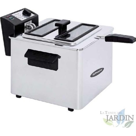 Friggitrice professionale in acciaio inossidabile Orbegozo. Capacità 8 L. Termostato regolabile. Potenza 3.000 W