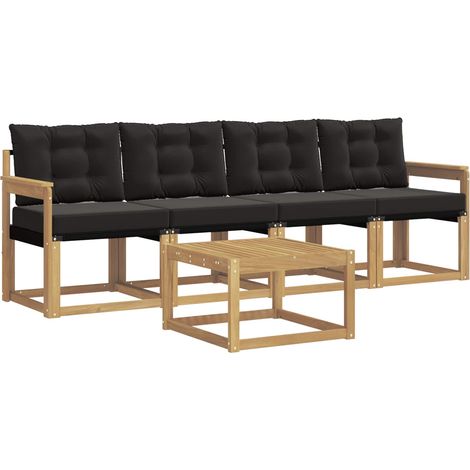 Conjunto de sofás de exterior con cojín 5 pcs Blanco y Negro vidaXL (1/5)