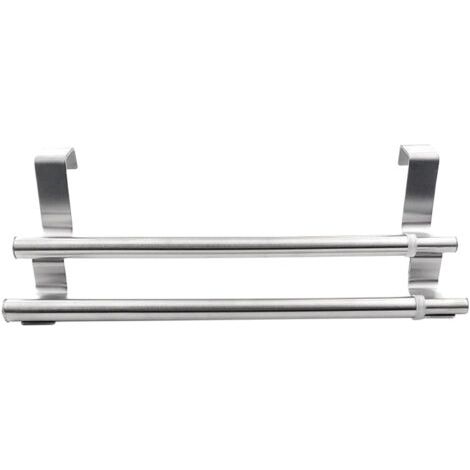 Porte-serviettes double extensible à suspendre à la porte d'un placard, en acier inoxydable, barre porte-serviettes de bain, cintre pour vêtements, porte-serviettes pour salle de bain et cuisine.